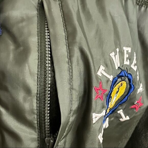 Vintage Y2K Green Looney Toons Tweety Bird Half Zip Pullover Fleece S - Picture 7 of 9